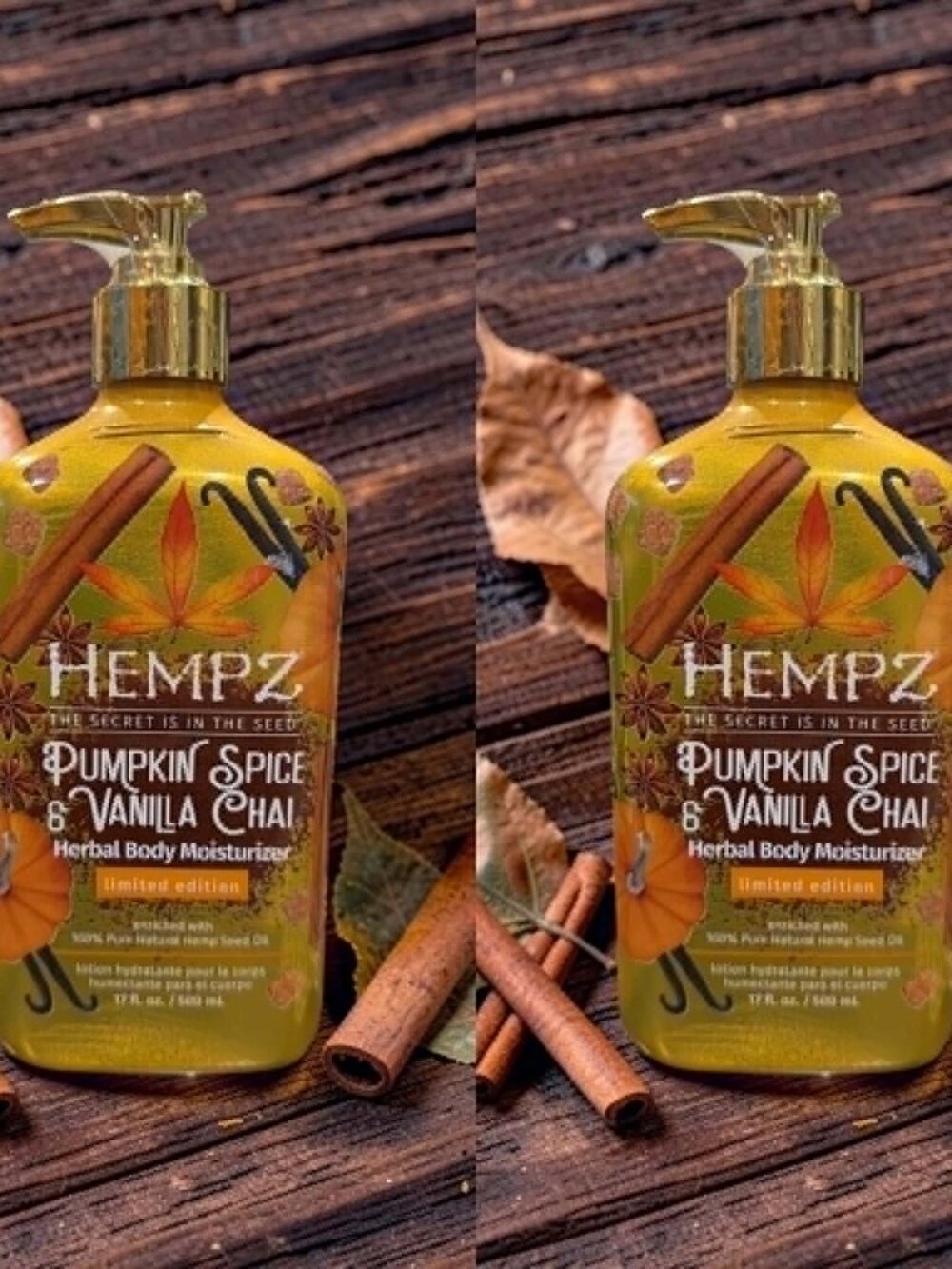Hempz Pumpkin Spice & Vanilla Chai Herbal Body Moisturizer 17 oz_ 2 units